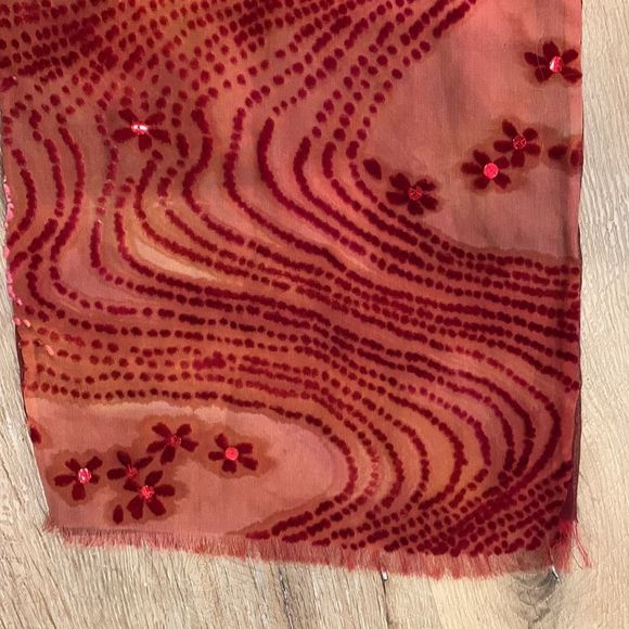 Hand Painted Silk & Velvet Scarf - Picture 2 of 9